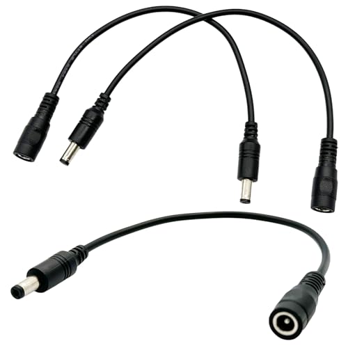UpperFu 3Pcs DC Power 5.5mm x 2.1mm Reverse Polarity Power Converter Cable Cord for Keyboard Guitar Piano Effect Pedals Speaker Radio