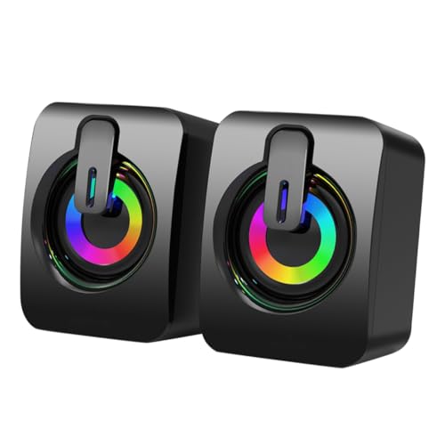 Gatuida Wired Gaming Speakers Usb Desktop Computer Speakers Led Subwoofer for Laptop Pc Gaming Colorful Light Effect Compatible Dc5v Power