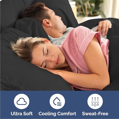 Queen 6 Piece Sheet Set - Comfy Breathable & Cooling - Ultra Soft Hotel Luxury Bedding Set w/ 8-16 Inch Deep Pockets - 1 Flat & 1 Fitted Sheet & 4 Pillowcases - Cozy, Wrinkle Free & Easy Care - Black
