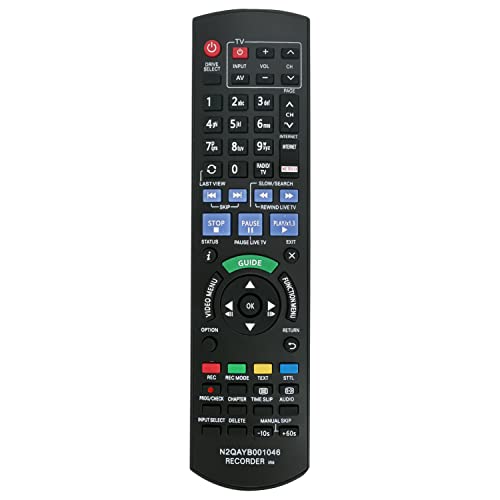 N2QAYB001046 Replacement Remote Control Fit for Panasonic Blu-ray Disc Recorder DMR-BCT950 DMR-BST950 DMR-BCT855 DMR-BST855 DMR-BCT850 DMR-BST850 DMR-BCT755 DMR-BST755 DMR-BCT750 DMR-BST750