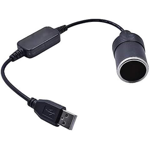 AUSYDE USB A Male to 12V Car Cigarette Lighter Socket Female Converter Cover