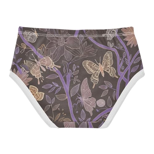 Toddler Underwear Custom 2t Cotton Panties Little Girl Fancy Underpants Briefs Vintage Butterfly Plants Purple2