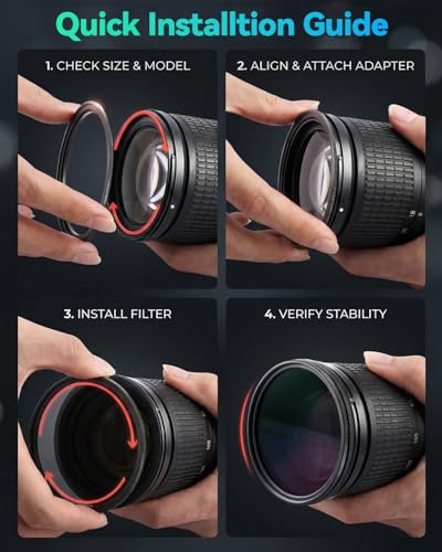 Image of 58-62mm Step-Up Ring Adapter, 58mm to 62mm Step Up Filter Ring for 58mm Lens Install 62mm ND CPL UV Camera Lens Filter(58mm-62mm)