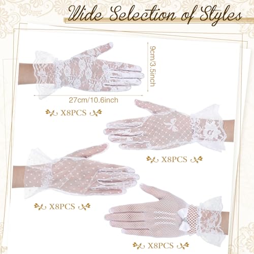 Cuffbow Women Lace Gloves Tea Party Elegant Short Gloves for Vintage Ladies Halloween Wedding Wrist2