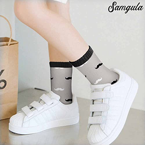 Image of Red Striped Crew Socks for Woman Size 6-8 Christmas Tree Moose Snowflake Dots Lines Girls Socks