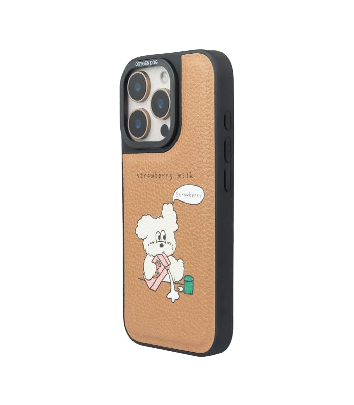 Image of Strawberry Milk Leather Case Cover for iPhone 15 Pro Max | Soft Vegan Leather | Cute Pastel Design | Slim & Durable