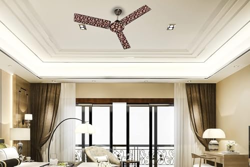 Image of waterproof dustproof ceiling fan cover for 3 blade fan attachable enclosure design multi pattern home decor पंखा कवर set of 1 chocolate brown finish