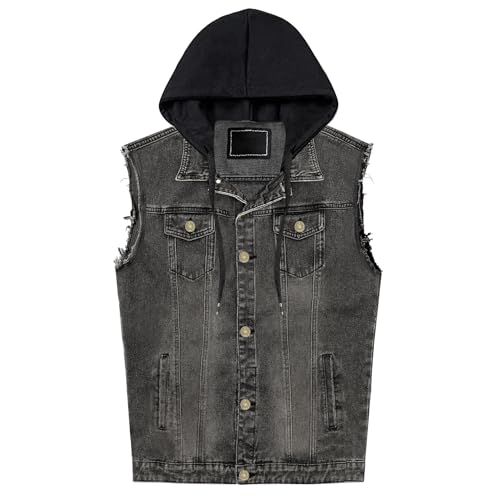 Men's Casual Button-Down Denim Vest Trucker Jean Jacket with