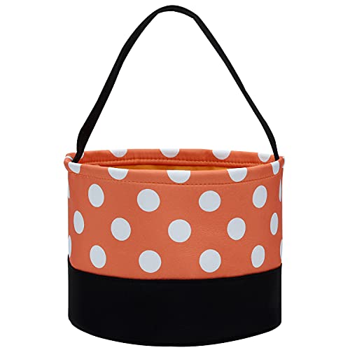 Leziazany Halloween Trick or Treat Bag Candy Bucket Fabric Tote Gift Candy bag Polka Dot Skull Pumpkin Stripe Halloween Party Favors