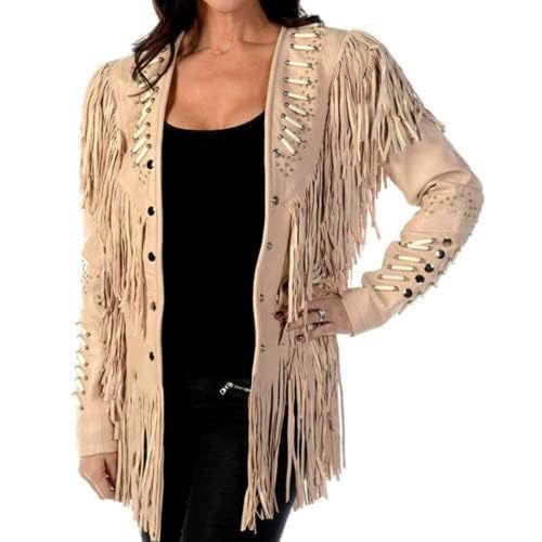 Women Traditional Western Cowlady 100% Genuine Cowhide Leather Jacket | Native American coat with Fringed2