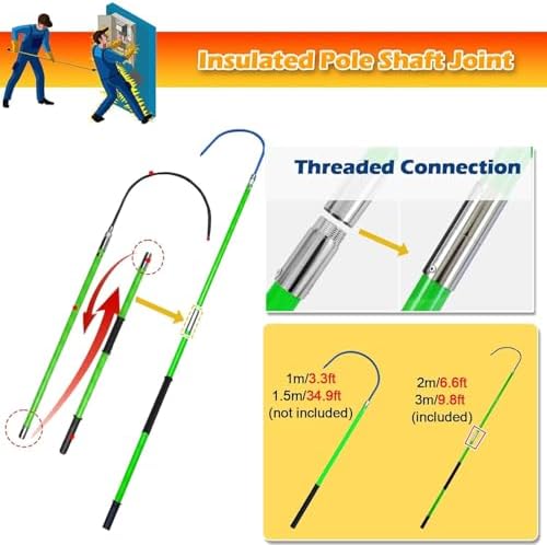 High Voltage Insulated Hook Commercial - Non-Conductive Body Pull Stick, Safe Portable Electrician Tool, Life-Saving Electric Pole for Safety and Protection