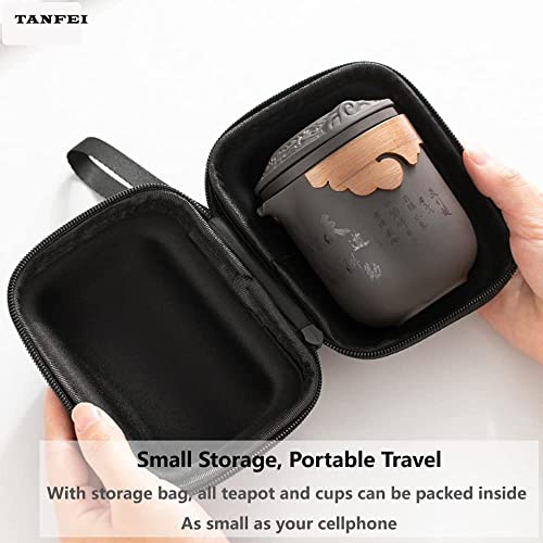 Travel Tea Sets with Tea Infuser Chinese Gung Fu Teapot, Handmade Purple Clay Teapot, Travel Tea Set for Outdoor Home CampingOffice