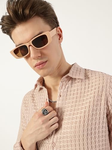 Image of Thomas Scott Men's | Solid | Textured Fabric | Full Sleeve | Slim Fit | Polyester-Blend | Spread Collar | Casual Shirt