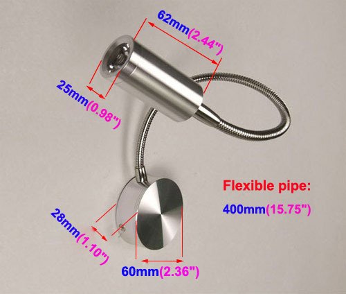 LUMINTURS 3W High Power LED Bulb Indoor Wall Picture Mirror Light Flexible Pipe