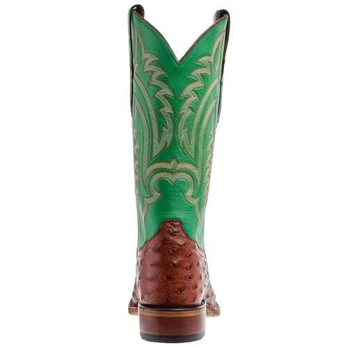 Tony Lama Men`s Tobac Full Quill Ostrich 13In Green Top Cowboy Boot Brown/Tobacco 10.5 D3