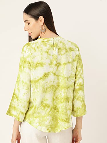 Image of Maaesa Rayon Top (X-Large, Green Off White)