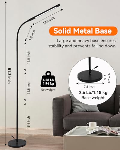 Pak Smart RGB Floor Lamp, LED Floor Lamp for Living Room, Modern Adjustable Gooseneck Standing Lamp with Music Sync, Scene Modes, Remote & Touch Control, Eye-Caring Reading Light for Bedroom Gaming — view 6