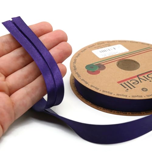 Image of Fold Satin Bias Tape - 99+ Colors - 3 /4 Inches Wide - 27 Yards - Fold Satin Binding Bias Ribbon Fabric Piping Bias Binding Tape for Sewing Clothing DIY (19. Deep Purple) BYS19