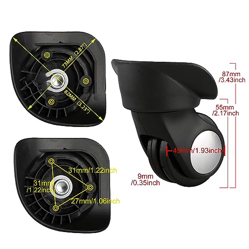 BQLZR Luggage Spinner Wheel Luggage Wheels Replacement 3.43 Inches W024 Black Right for Suitcases Repairing Part4