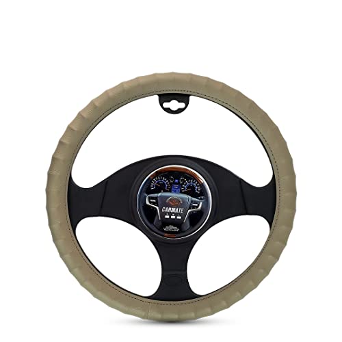 Carmate Beige Car Steering Cover Finger Grip for Skoda Superb, Medium