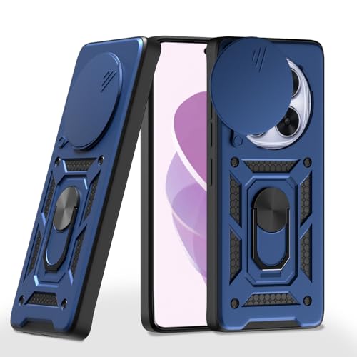 Image of Pikkme Back Cover for Redmi Note 14 Pro 5G | D10 Tough Armor | 360 Protection Case | Sliding Camera Shield Cover & Ring Holder Stand Bumper Case (Blue)