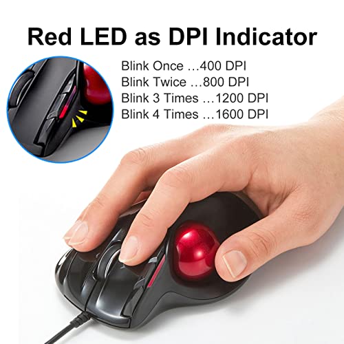 Sanwa Bluetooth 5.0 Ergonomic Trackball Mouse, Computer Rollerball Mice, Laser Sensor, 34Mm Trackball, 400/800/1200/1600 Adjustable Dpi, 5 Buttons, Compatible With Macbook, Laptop, Windows, Macos #TOP3