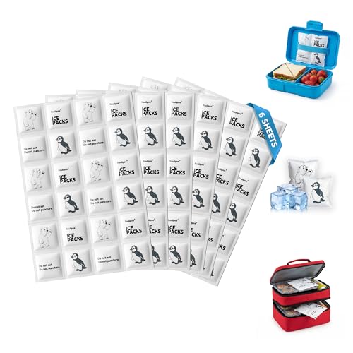 Kaulipoa Ice Packs for Lunch Boxes 6 Sheets Cut-to-Size Flexible Ice Sheets Thin Reusable Freezer Packs for Coolers No-Leak Flat Cold Blocks for Work Meal Prep & Picnic