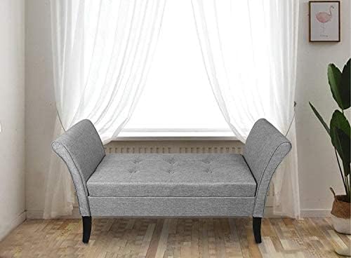 HomeHarmony® Wentworth Easy to Assemble Linen Look Window Seat Ottoman Storage Bed End Sofa Bench (Grey)
