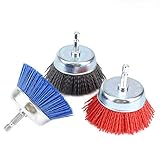 3Pcs 3-inch Abrasive Nylon Cup Brushes Set with 1/4 Inch Hex Shank Nylon Drill Brush Kit for Removal Rust Corrosion Paint, Include Grit 80 120 240 (3Pcs)