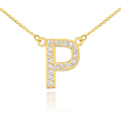 Fine 14k Yellow Gold Diamond-Studded Initial Letter Pendant Necklace, 16