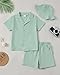 Yhnslsf Summer Boys Clothes Size 7 Button Down Shirts And Short Set Fashion Linen Short Sleeve Boys Outfits Size 8 Vacation Texture Beach Solid Green Casual Kid Clothing With Bucket Hat