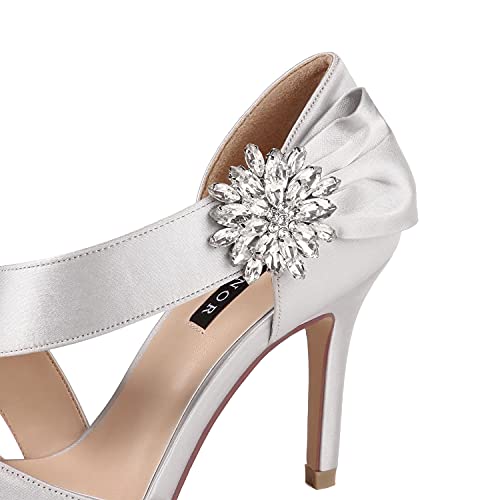 Image of ERIJUNOR High Heel Party Sandals For Woman Open Toe Stiletto Bow Shoes Wedding Evening Dress Shoes for Dancing