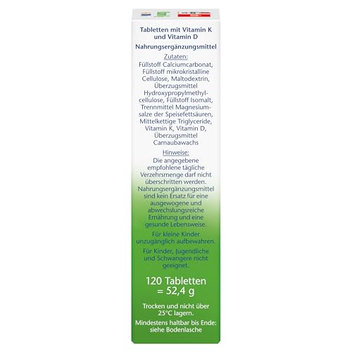 Doppelherz Vitamin K2 + D3 1000 I.E. - Vitamin D und K tragen im Zusammenspiel zum Erhalt gesunder Knochen bei - 120 Mini-Tabletten