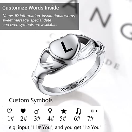 Image of Memorial Keepsake Urn Rings for Ashes Hair for Women Men, Claddagh Heart Ring, Rose Ring, Cremation Jewelry, Black /18K Gold Plated Stainless Steel, Size 6-11, Come with Box
