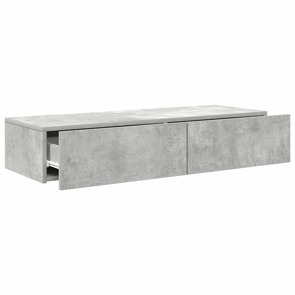 Generisch Wandregal mit Schubladen Betongrau 100x36x19 cm Holzwerkstoff,Möbel,Regalsysteme,Wandregale-859989