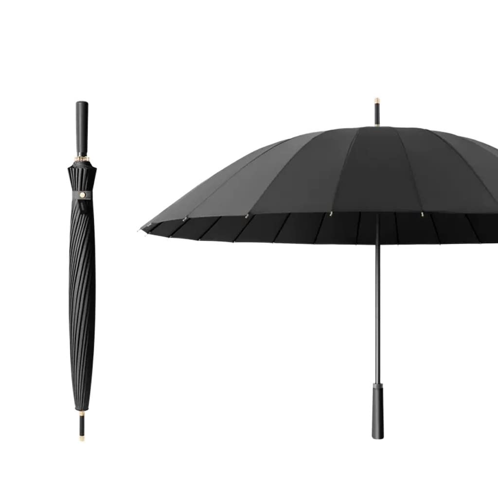 Bonad Men's Black 24 Bone Large Umbrella Reinforced Anti-Wind And Rain Umbrella Automatic Straight Rod Long Handle Umbrella (Color : )
