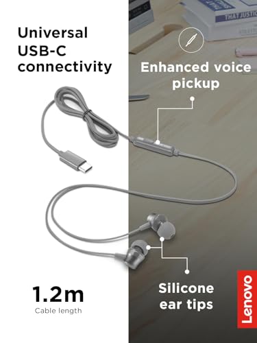 Lenovo 300 USB-C Earphone - Grey 300 USB-C Headphones - Image 5