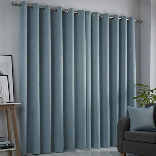 Fusion Strata Woven Eyelet Lined Curtains, Duck Egg, 66 x 54 Inch, 100% Polyester, W168cm (66") x D137cm (54") - Image 3