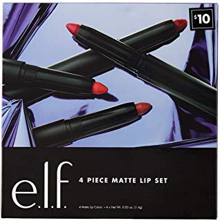 E.l.f. 4 Piece Matte Lip Gift Set including Praline, Berry Sorbet, Rich Red and Wine Matte Lipsticks