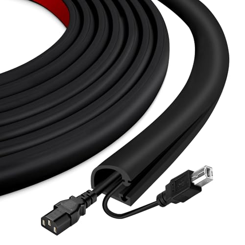 EYAYEN Silicone Cord Covers Wall Self-Adhesive Cord Covers for Wires on Wall Wire Hider Flexible Cable Hider with Side-Opening for Home Office TV Cable Management (0.59 W x 0.39 H x 39 L Black)
