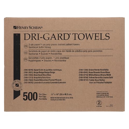 Dri-Gard Disposable Towels, 13" x 19", 2-Ply, Poly Back, Blue, 500 Ct
