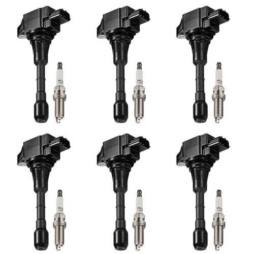 Image of BDFHYK Ignition Coil Pack UF550 and Iridium Spark Plug 1406 Compatible with Nissan Altima Maxima Murano 2011-2012 INFINITI Q50 QX60 G35 2015-2017 Nissan Pathfinder 350Z Nissan Coil Pack 3.5L Set of 6