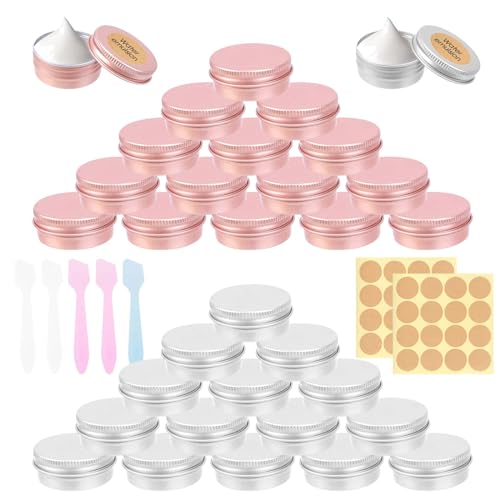 CAUTIOUS 30PCS Latas de Aluminio Tarros Cosmeticos 15ml Envases para Cosmetica con Tapa de Rosca para Bálsamo Labial Almacenar Cosméticos Lociones Especias