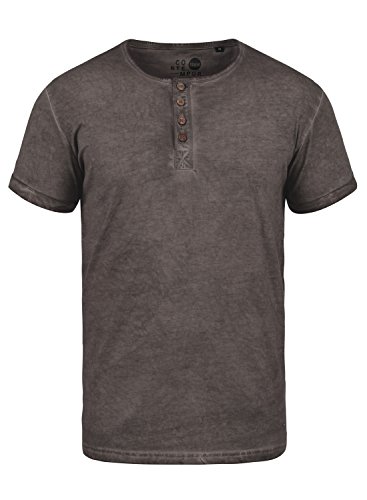 !Solid SDTihn Herren T-Shirt Kurzarm Shirt mit Grandad-Ausschnitt 100% Baumwolle Regular fit, Größe:M, Farbe:Coffee Bean (5973)