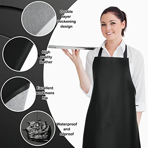 Hercicy 8 Pcs Heavy Duty Waterproof Apron For Dishwashing 40 Inch Work Apron Pu Leather Dishwasher Apron For Men Cleaning Apron Lightweight Industrial Apron Black Dish Apron Butcher Apron For Chef thumb #1
