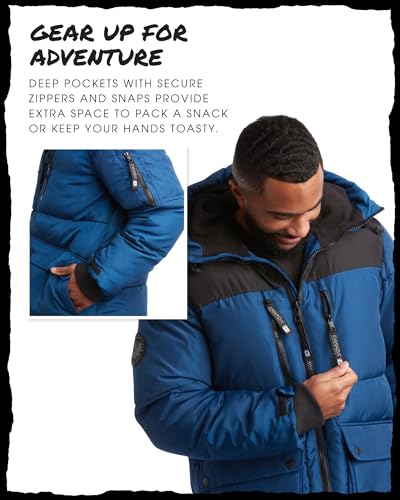 Image of CANADA WEATHER GEAR Mens Winter Puffer Jacket - Heavyweight Insulated Ski Jacket Hooded Mens Coats Weather Resistant Coat