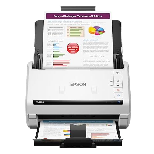 Epson DS-770 II Color Duplex Document Scanner for PC and Mac, with 100-page Auto Document Feeder (ADF), Twain and ISIS Drivers