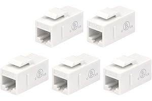 5-Pack VCE UL Listed CAT6 RJ45 Keystone Jack Inline Coupler - White