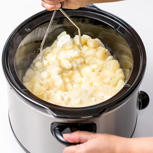 Image of Masher Vegetable Masher Potato Press Stainless Steel Potato Stamper with Long Handle for Dishwasher Safe, Mashed Potatoes, Vegetables & Fruits