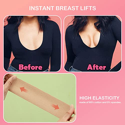 Hbaid Boob Tape Brust Tape Set-Klebe BH Unsichtbar Push Up für Große Brust (A-G Körbchen), 2 Wiederverwendbare Silikon Brustblüten & Testpflaster | Ideal für Hochzeiten, Partys & rückenfreie Kleider